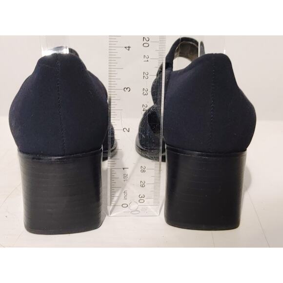 Etienne Aigner Slip On Mary Jane Sandals Ankle Strap Square Toe Black Womens 6M - Picture 4 of 6